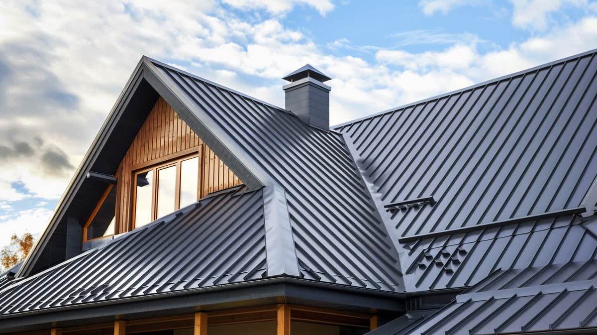 Bornova EPDM Kauçuk Çatı – antrasit kenet sistem metal çatıyla kaplanmış müstakil ev